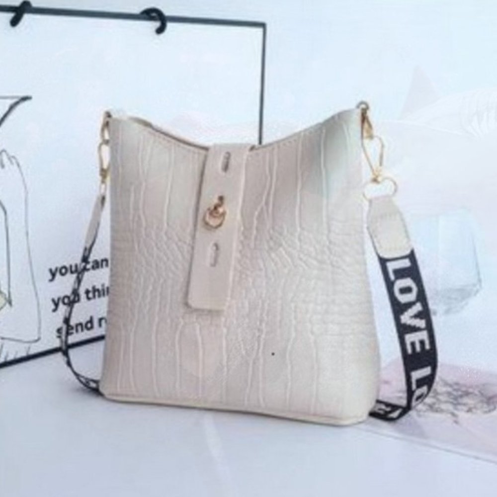 New Ladies Crocodile bucket bag White Beige 239